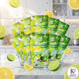 น้ำยาล้างจาน 450ml*10 กลิ่นเลมอน ล้างคราบมันง่าย ฟองเยอะ กลิ่นหอมติดจาน ถุงเติมประหยัด คุ้มค่าทุกบ้า