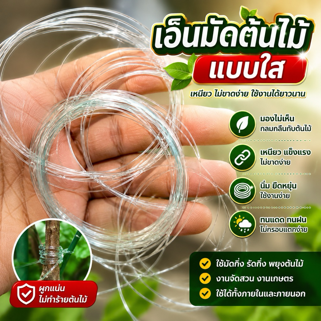 เอ็นพันมอสพันหิน​พันต้นไม้​แบบใส​ พันรอบมือได้40รอบ