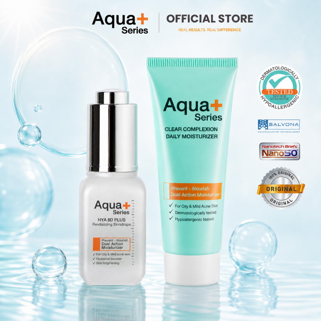 ( ชุดเซ็ต ) Aquaplus Series HYA 8D PLUS 20 ml. & Clear Complexion Moisturizer 50 ml. เซรั่มไฮยา & มอ