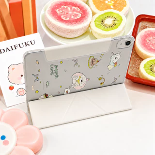 เคสไอแพด ประเภท Y วัสดุอะคริลิค Air7/8 gen11 gen10 แอร์6 Air5/Air4 Pro11 พร้อมช่องเสียบปากกา รูปแบบการ์ตูน หลังใส พับได้