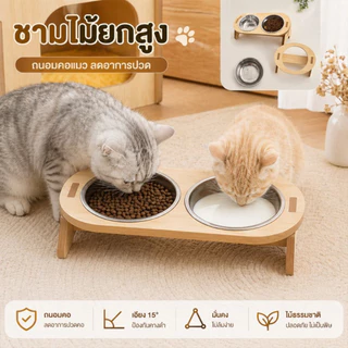 【การประกันคุณภาพ】ชามอาหารสัตว์เลี้ยง ชามอาหารสแตนเลส ส่วนสูงที่เหมาะสม ชามอาหารแมวทรงสูง