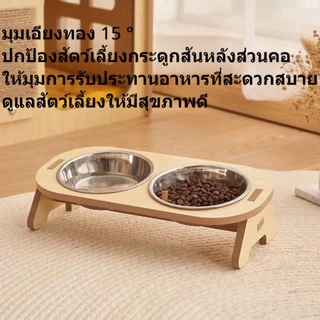 【การประกันคุณภาพ】ชามอาหารสัตว์เลี้ยง ชามอาหารสแตนเลส ส่วนสูงที่เหมาะสม ชามอาหารแมวทรงสูง