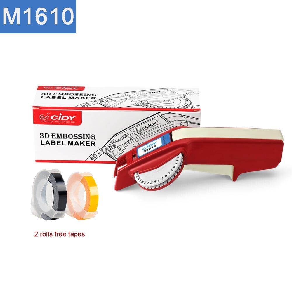 CIDY เครื่องปั๊มอักษร รุ่น 1610 สีแดง CIDY 1610 เครื่องพิมพ์ฉลาก 3D ลายนูน พร้อมเทปฉลาก 9 มม. 2 ม้วน