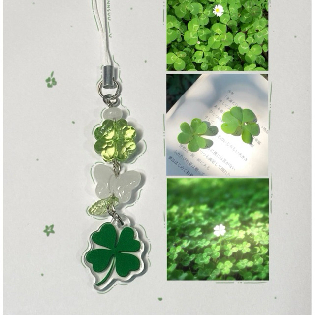 สายห้อยโทรศัพท์ใบโคลเวอร์นำโชค - cloverleaf phone charm 🍀