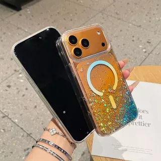 เคสกากเพชรหลากสีส่องแสงประกายวิบวับ Magnetic Case For iPhone 17Promax 16Pro 15 14 13 12