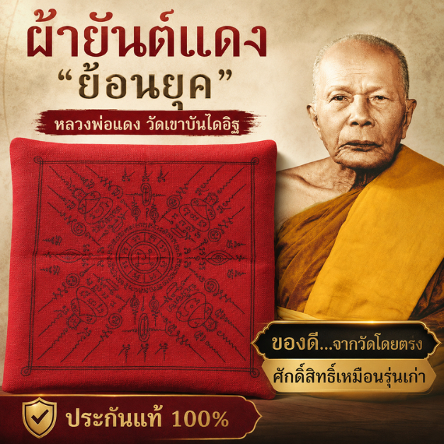 🟥 ผ้ายันต์แดง “ย้อนยุค” หลวงพ่อแดง วัดเขาบันไดอิฐ ของดี…ของแท้ 100% จากวัดโดยตรง ศักดิ์สิทธิ์เหมือนรุ่นเก่า ✨