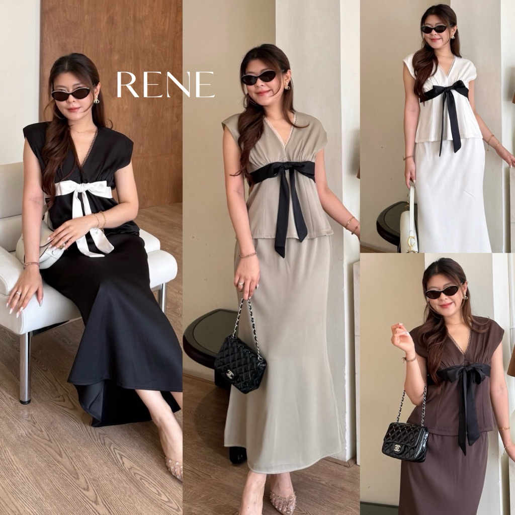 Rene Set  🌺🌴ชุดเซ็ตตกแต่งลูกไม้เล็ก เพิ่มกิมมิคด้วยเชือกผูกโบว์หน้าอก ใส่ออกงาน ใส่เที่ยวก็เก๋ | by betty