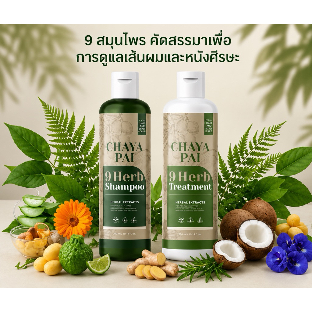 ชญาไพร แชมพูสมุนไพร9ชนิด ลดผมร่วง เร่งผมยาว รังแค ชันนะตุ หัวเหม็น