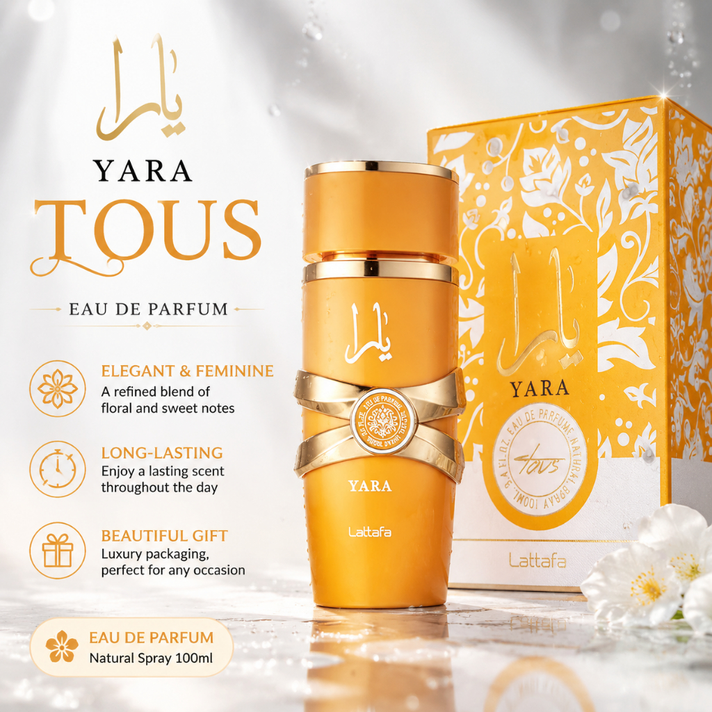 Yara Tous By Lattafa 100ml น้ำหอมของขวัญผู้หญิง กลิ่นดอกไม้ละมุน ติดทนยาวนาน หอมสง่างาม สำหรับทุกโอก