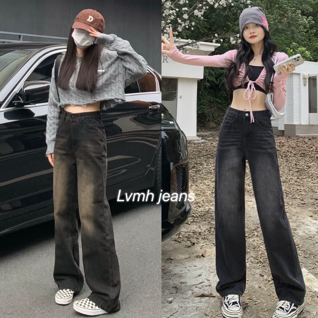 ยีนส์ขากระบอกกลางทรงลิซ่า ผ้ายืด งานป้าย chuu 5 kg jeans