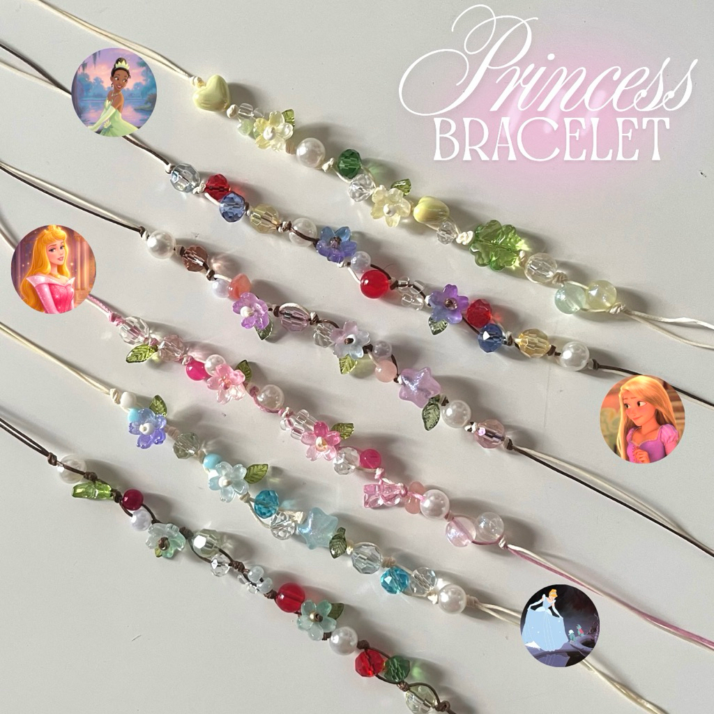 กำไลเชือกเทียนเจ้าหญิงhandmade เครื่องประดับลูกปัด สวย เก๋ น่ารัก ไม่ซํ้าใคร