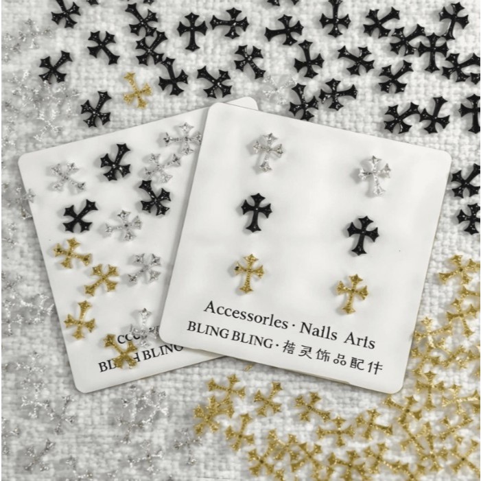 XK2.[ถุงละ 20 ตัวต่อสี]✞ ✝️✟กางเขนติดเล็บ กางเขนพลาสติกเรซิ่นกางเขน✝️สำหรับตกแต่งเล็บ
