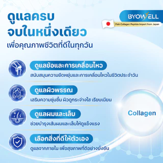 BYO WELL COLLAGEN คอลลาเจน 4 ชนิด ดูแลข้อต่อ ผิว ผม เล็บ กลิ่นข้าวญี่ปุ่น ดื่มง่าย ไม่มีน้ำตาล