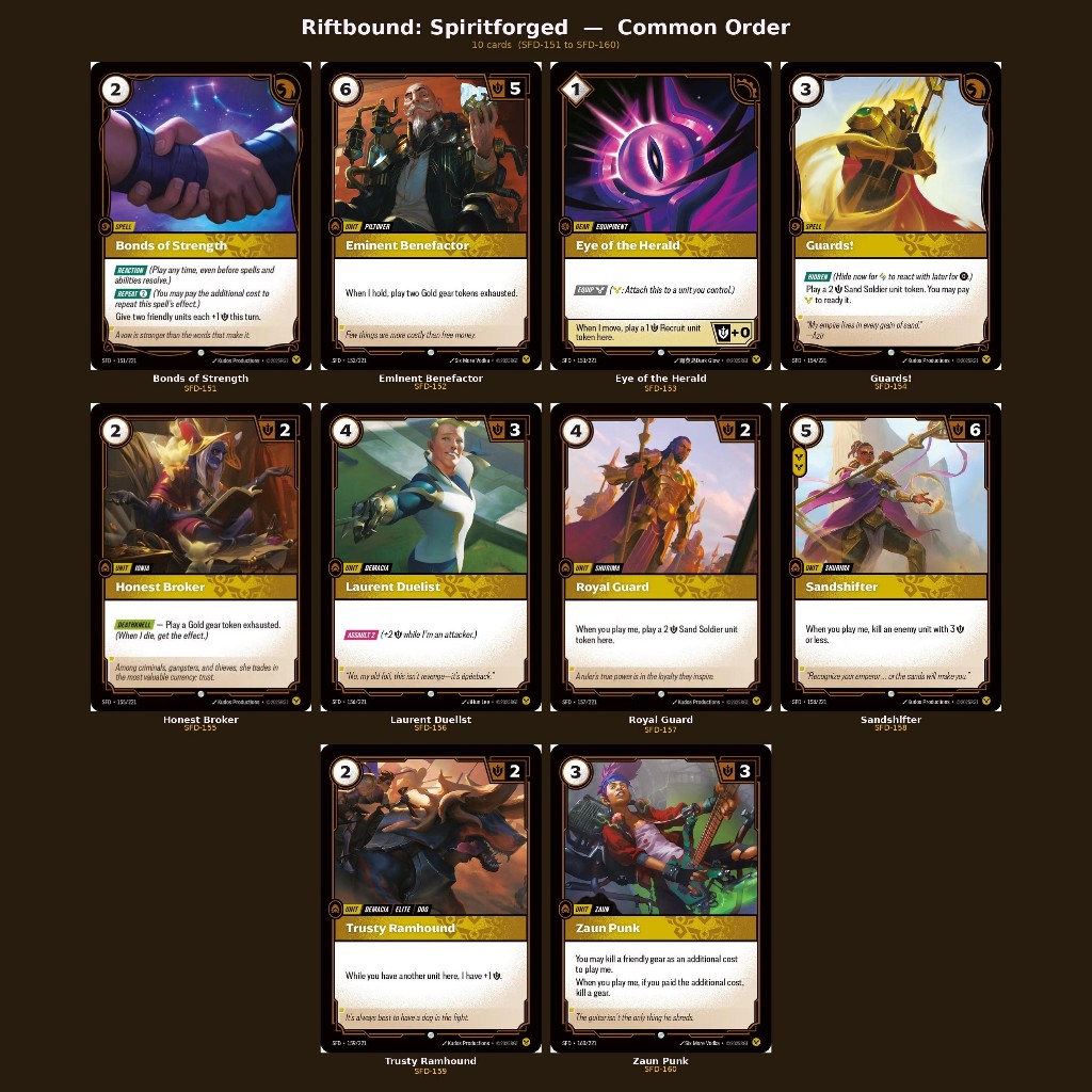 Riftbound : Spiritforged Common single card (Order)