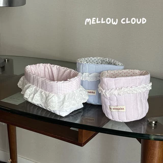 Mellow Cloud Basket ตะกร้าผ้ามินิมอลพาสเทล สไตล์เกาหลีน่ารัก น้ำหนักเบา ใส่เครื่องสำอาง ของจุกจิก แต่งโต๊ะ แต่งห้อง 🧺🌷