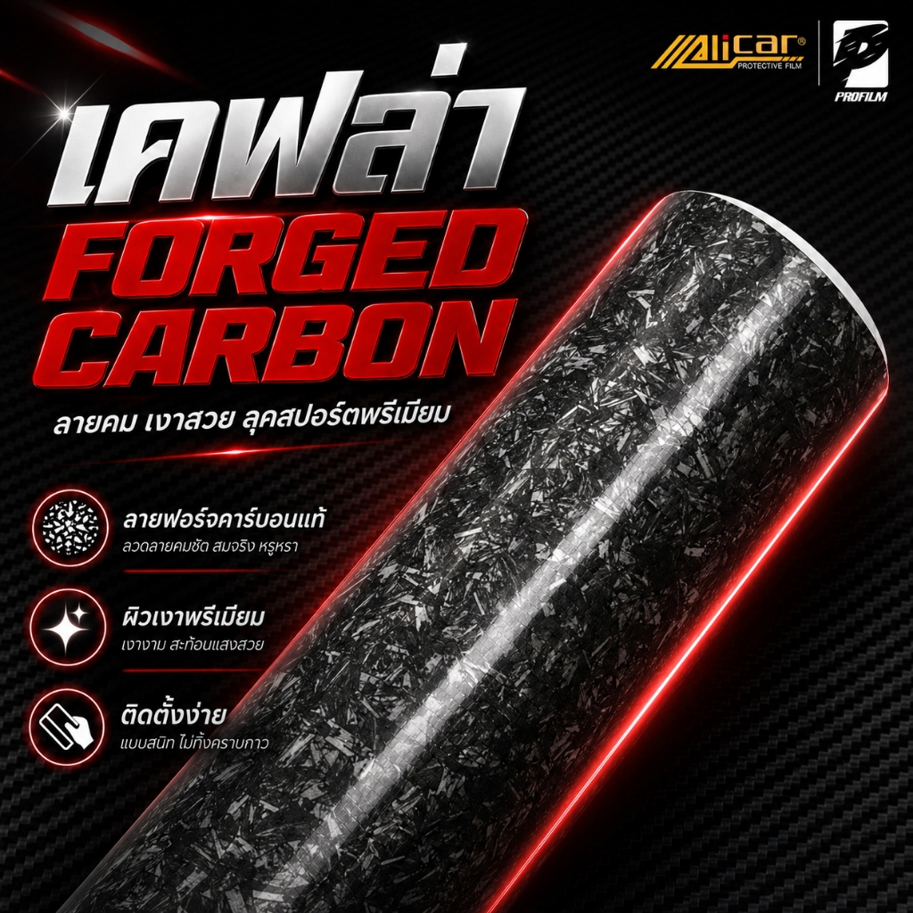 [Alicar แท้100%] สติ๊กเกอร์ลายหินอ่อน  FORGED CARBON ติดรถยนต์ ติดมอไซค์ เคฟล่าแท้ เกรดติดรถ