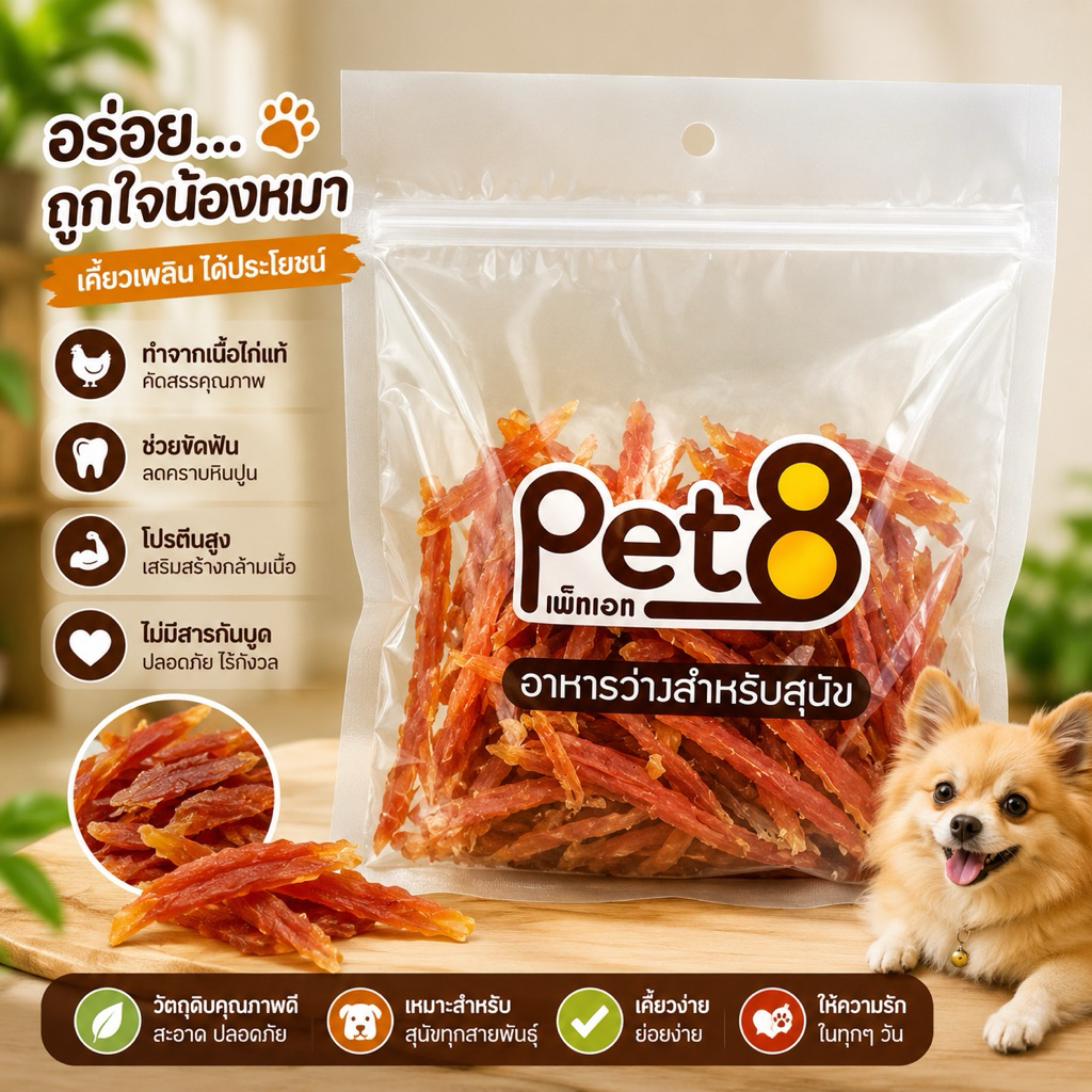 ขนมสุนัข สันในไก่นิ่ม 400g. ของโปรดเจ้านาย