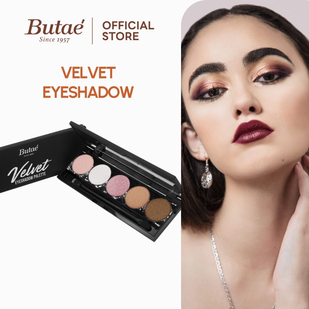 Butae Velvet eyeshadow Palette  อายเชโดว์ 6 เฉดสี เกลี่ยง่าย  ติดทนนานกันน้ำ (น้ำหนัก 7 กรัม)