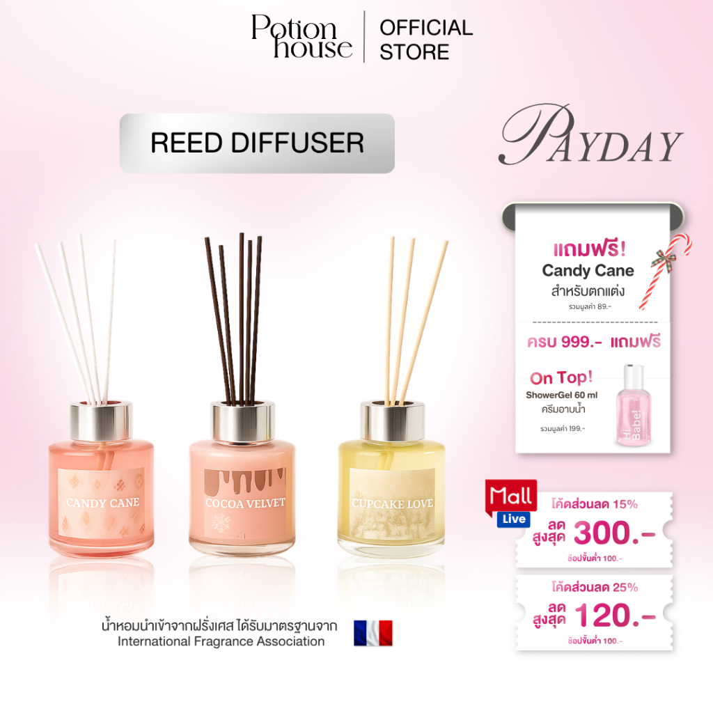 [มาใหม่! ก้านหอม] NEW IN! ก้านไม้หอม โพชั่นเฮ้าส์ Potion House Reed Diffuser 3 กลิ่น X'Mas Limited
