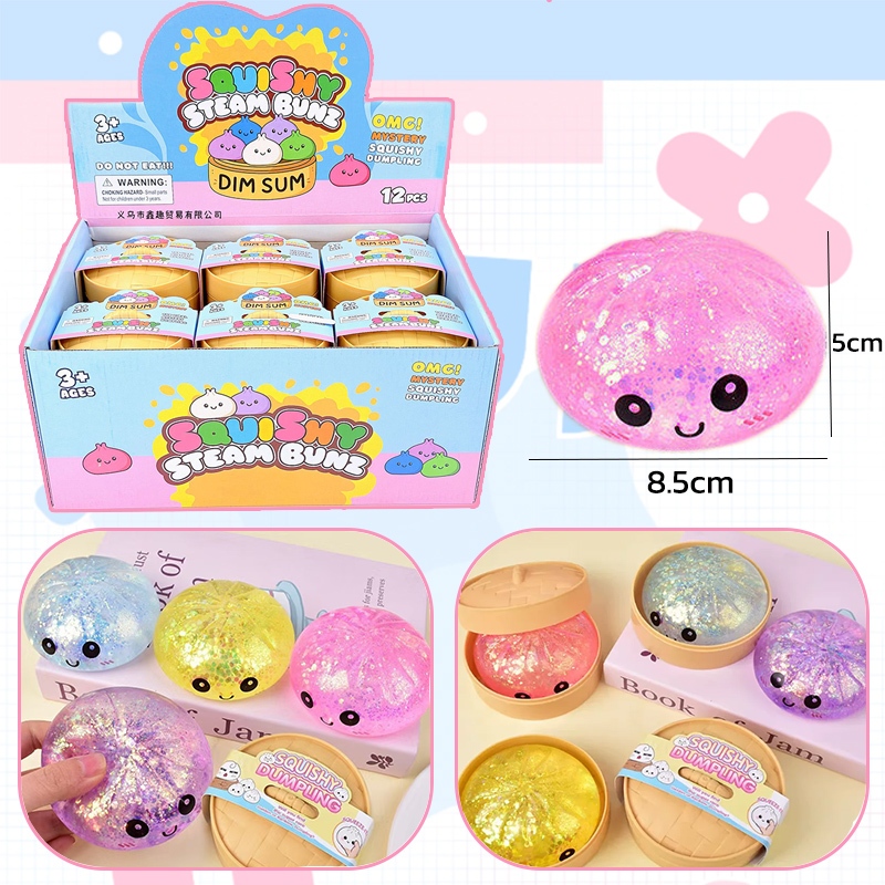 ซาลาเปา squishy บีบเล่น บีบเพลิน ฟินสุดๆกับสกุชชี่ซาลาเปา ของเล่นคลายเครียด สีสันสดใสประดับด้วยเลื่อม