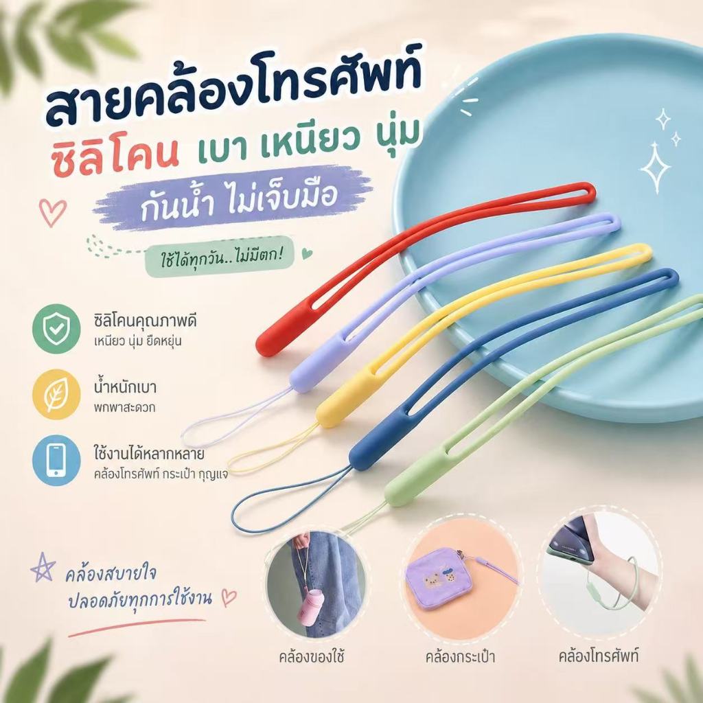 สายคล้องข้อมือซิลิโคน น่ารัก สําหรับโทรศัพท์มือถือ กล้อง พวงกุญแจ