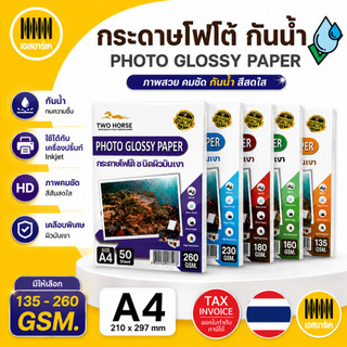 [มีส่งด่วน] กระดาษโฟโต้📃 NEW !! PREMIUM สำหรับเครื่องปริ้นอิงค์เจ็ท ผิวมันเงา  ปริ้นรูป กระดาษกันน้ำ