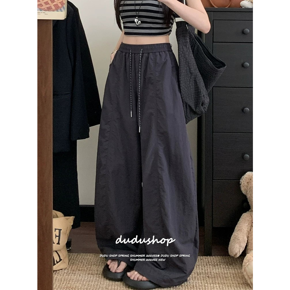 [Trendy solid color wide leg pants]เวอร์ชั่นเกาหลีเทรนด์ผู้หญิงสีทึบกีฬาลำลองกางเกงขากว้าง