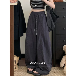 [Trendy solid color wide leg pants]เวอร์ชั่นเกาหลีเทรนด์ผู้หญิงสีทึบกีฬาลำลองกางเกงขากว้าง