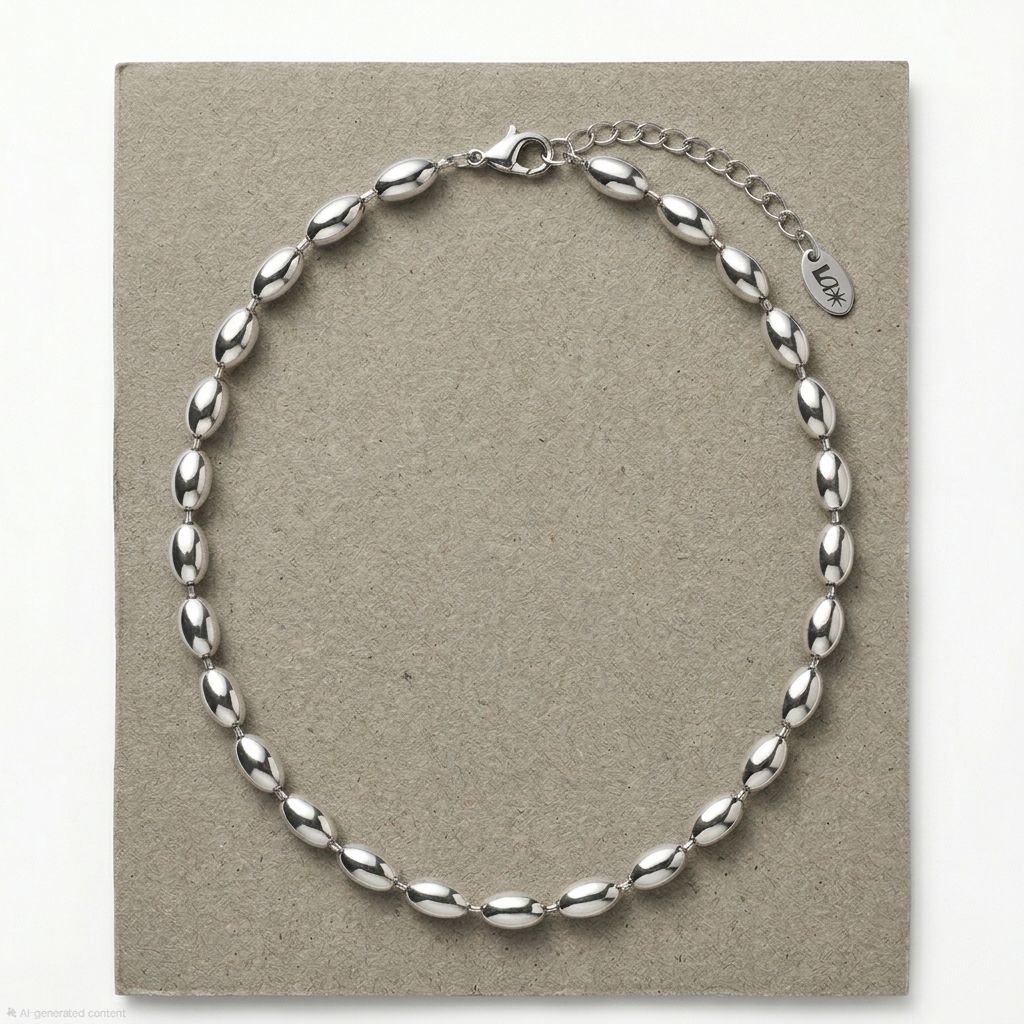 LAZY | สร้อยคอ สแตนเลส (Zero Thought - The Bold loop) กันน้ำ กันเหงื่อ สีเงิน Stainless steel