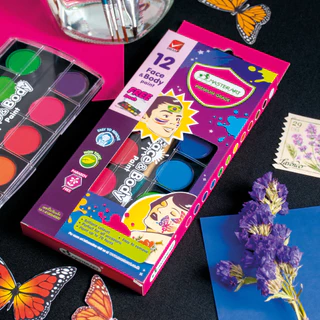 Master Art สีทาหน้าผิวหน้าและร่างกาย 12 สี สำหรับเด็กเล็ก 3 ขวบขึ้นไป