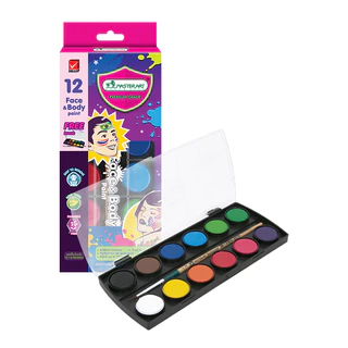Master Art สีทาหน้าผิวหน้าและร่างกาย 12 สี สำหรับเด็กเล็ก 3 ขวบขึ้นไป