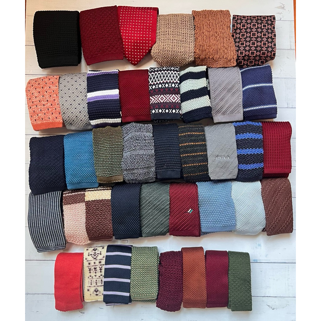 Set 48🧶Knit Tie เนคไทไหมพรมแบบผูก นำเข้าญี่ปุ่นคัดเกรด