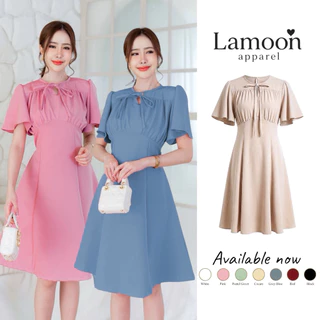 [พร้อมส่ง]Beauty dress เดรสออกงานดีเทลคอผูกโบว์ ป้าย VERA ชุดไปงานแต่ง ชุดไปคาเฟ่ by Lamoon apparel