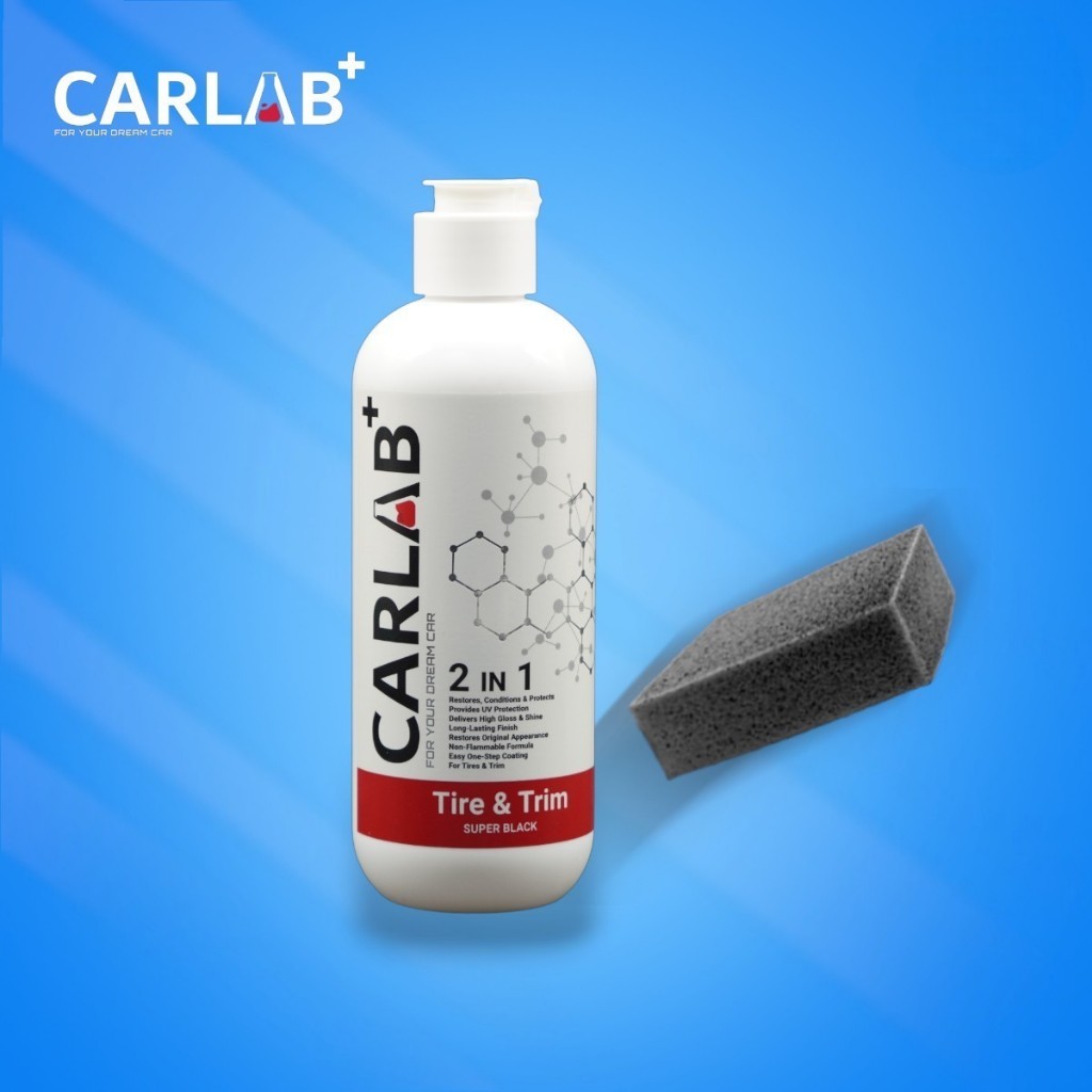 น้ำยาเคลือบยางรถยนต์ CARLAB+ เงางามเหมือนใหม่ ป้องกันแตกลาย เพิ่มความเงางาม ใช้ง่าย เห็นผลทันที