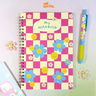 allwrite สมุดริมลวด แบบมีเส้น ลายดอกไม้ A5 จำนวน 50 แผ่น AW490