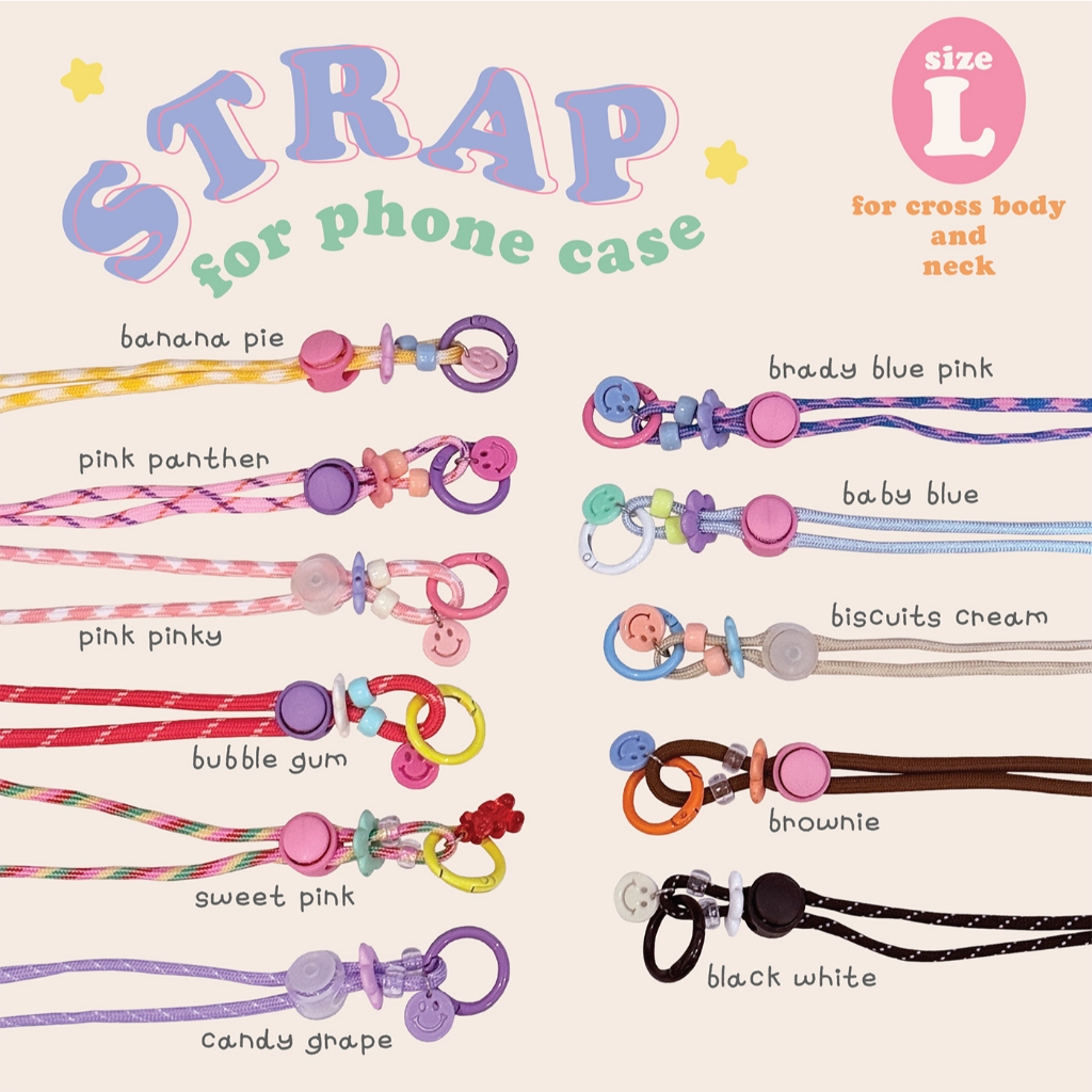 * Size L * Phone Strap สายคล้องเคส พร้อมตาไก่หลังเคส สะพายข้าง และคล้องคอ ❌รบกวนอ่านรานละเอียดให้ชัดเจน❌