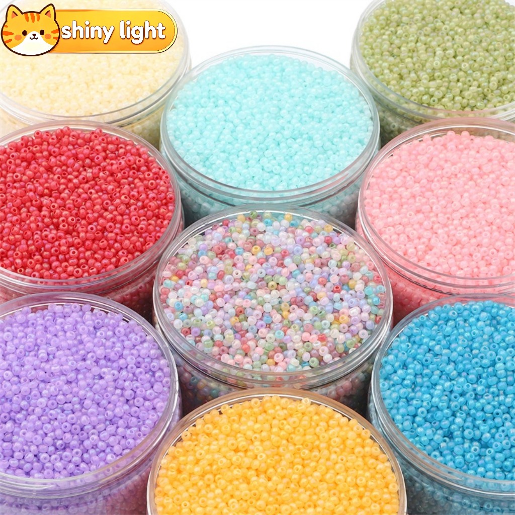 ลูกปัดแก้วเม็ดข้าว 3-4 มม. หลากสี อุปกรณ์ DIY งานเย็บปักถักร้อย ทำสร้อยข้อมือ สร้อยคอ เครื่องประดับ