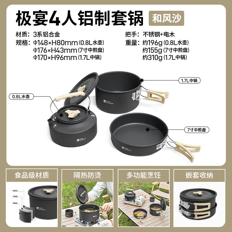 ชุดหม้อ 3 ชิ้น MOBI GARDEN สีเทาเข้ม ชุดหม้ออลูมิเนียม รูปที่ 2