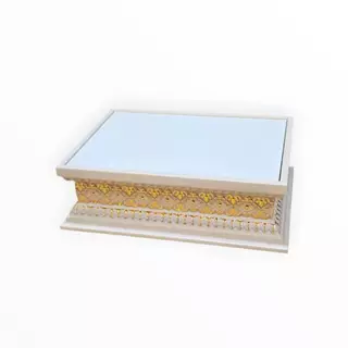 ฐานวางพระลายดอกพิกุลสีขาว พื้น PVC สีขาว เกรดพรีเมี่ยม ฐานสูง 2 นิ้ว