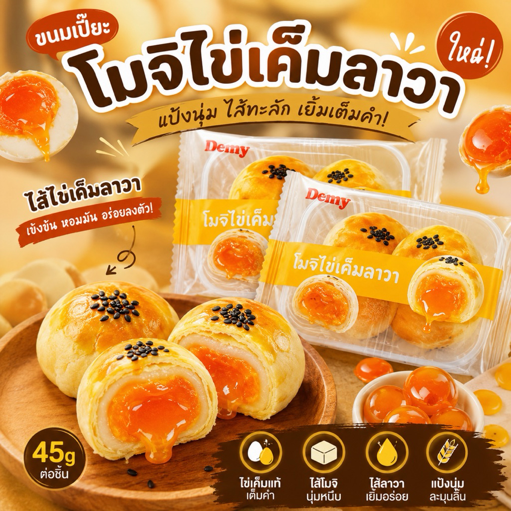 ขนมเปี๊ยะโมจิไข่เค็มลาวา 45g.