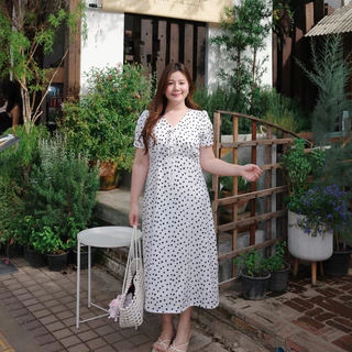 (❤️อกถึง 50") Dotty Darling Dress เดรสสาวอวบ ชุดสาวอวบ