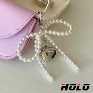 HOLO พวงกุญแจ เกาหลี ไข่มุก ผีเสื้อ ปม จี้หัวใจรัก เหมาะสำหรับตกแต่งและจับคู่ กระเป๋าและกระเป๋าเงิน
