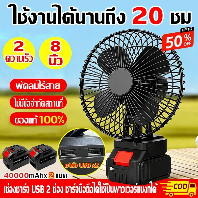 SiamTool พัดลมไร้สาย 8 นิ้ว 30°ปรับมุ แบต21V ใช้งานได้นานขึ้น พัดลมแบตเตอรี่ไร้สาย พัดลมแบตเตอรี่ พัดลมพลังสูงแบบพกพา ส่