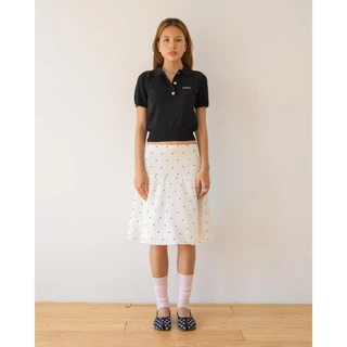 CUPPA - PEARL Polo (4 สี) เสื้อไหมพรมทรงโปโล พอดีตัว กระดุมมุกแท้ ลายทอเรียบ ปัก Cuppa สีเงิน เนื้อผ้ามีน้ำหนัก ทิ้งตัว