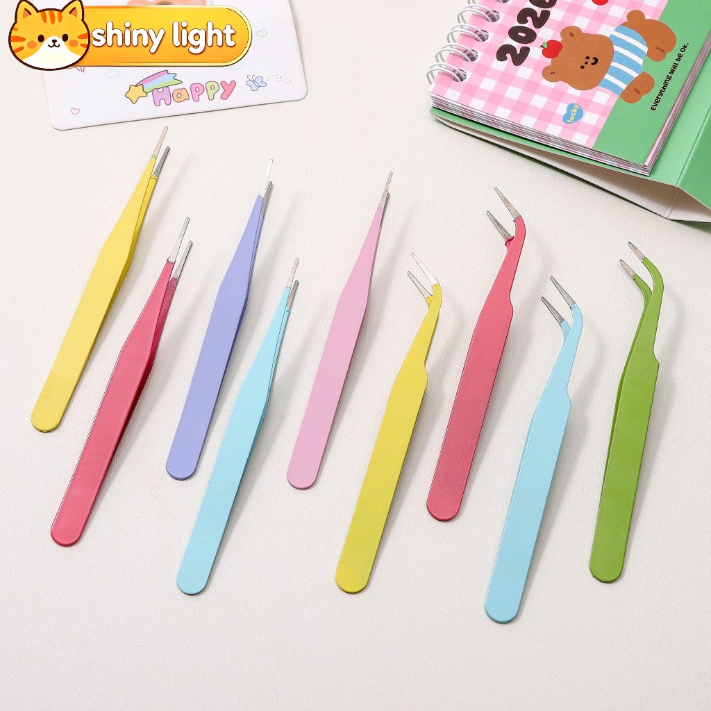 แหนบโลหะตรงและปลายโค้งสีสัน อุปกรณ์ DIY งานคราฟต์ ทำสมุดภาพ ติดสติกเกอร์ ร้อยลูกปัด เครื่องประดับ