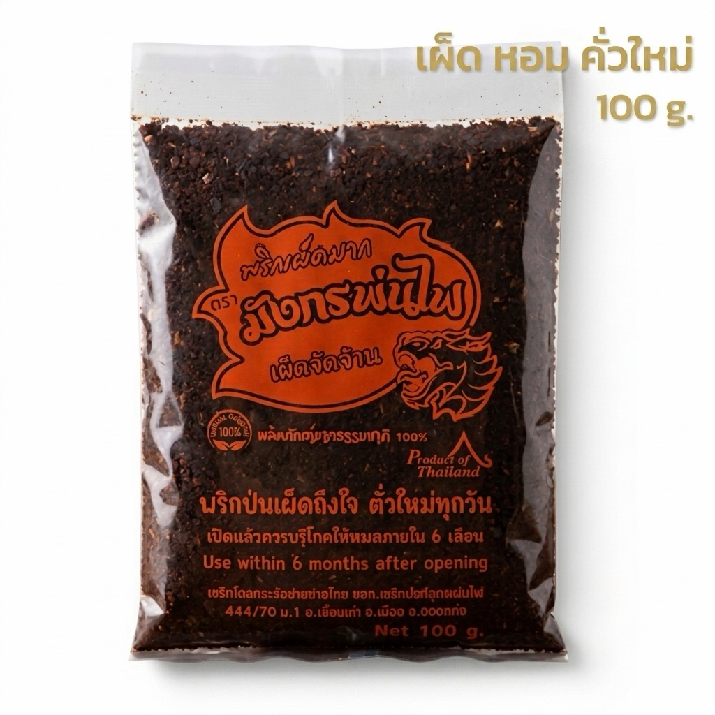 พริกป่นก๋วยเตี๋ยวเรือ พริกดำ คั่วใหม่ หอมเผ็ดจัดจ้าน 100g(ดำ100)