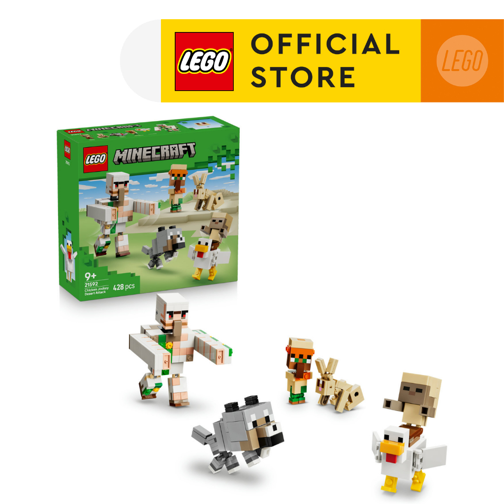 LEGO Minecraft 21592 Chicken Jockey Desert Attack (428 Pieces), Building Blocks, Kids Toy