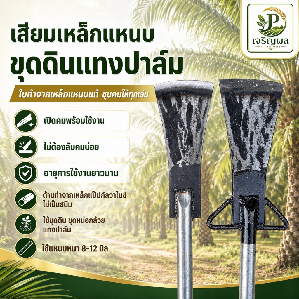 เสียมแซะปาล์ม เหล็กแหนบแท้ อย่างหนา เสียมเหล็กแหนบ เสียมขุดล้อม เสียม เสียมขุดหน่อกล้วย เสียมงัดดิน