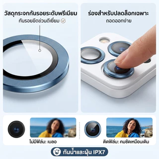 ตัวป้องกันเลนส์กล้องไทเทเนียมสําหรับ ไอโฟน 16/15promax/11/11promax/13/13pro/14ใหม่ติดตั้งง่ายและถอดแหวนโลหะเต็มปกกล้องด้