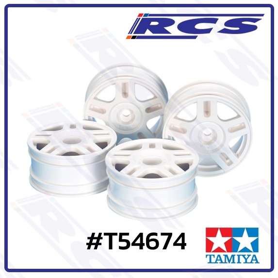 TAMIYA 54674 WHITE SPLIT 5-SPOKE WHEELS (26mm WIDTH, OFFSET +2) 4PCS.